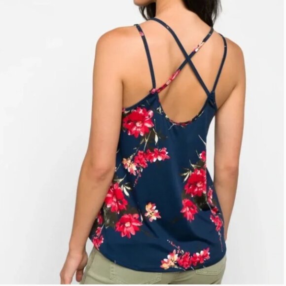 Papermoon Navy Floral Strappy Knit Tank Top - Picture 2 of 8